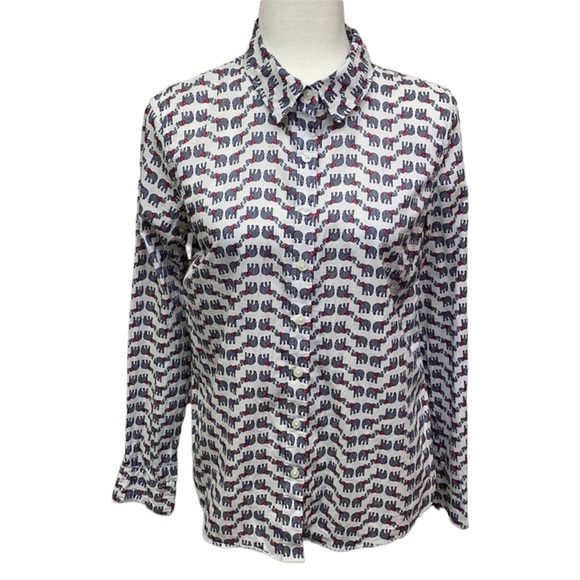 Crown & Ivy Elephant Cotton Long Sleeves Blouse - Picture 1 of 5